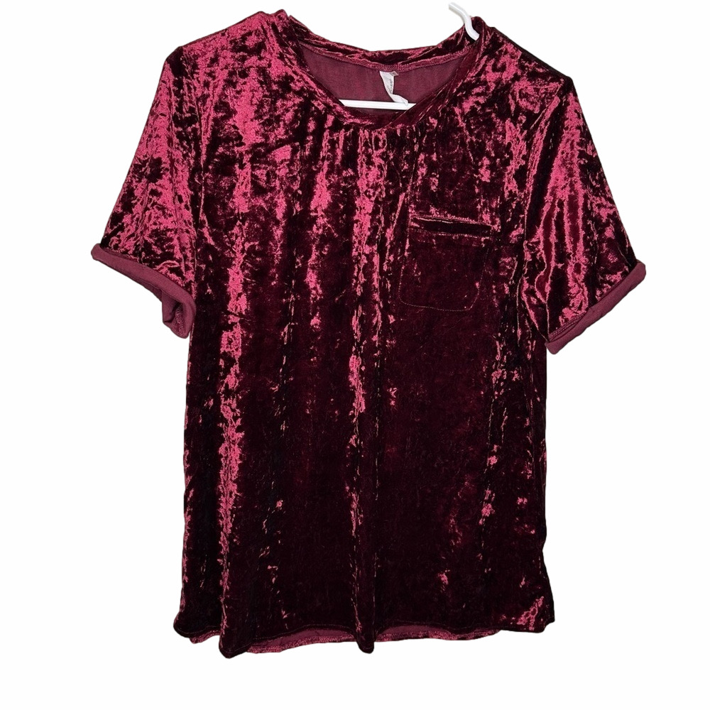 Filly Flair Burgundy Velvet Blouse Size Large